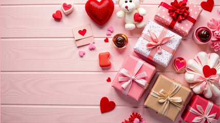 Festive Valentine's Day celebration with gifts and decorations for expressing love and affection