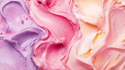Obraz premium Ice cream close-up with pastel swirls and detailed creamy texture.