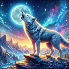 wolf howling at night