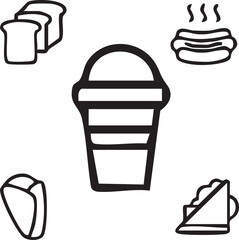 Fast food,Fried chicken,Beverage,Street food vector design icon symbol set
