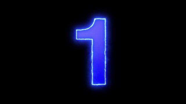 1 - Electric hot burning number on a black background