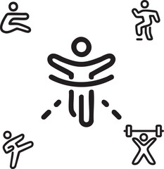 Obraz premium fitness positions,Physical,Gym,Yoga,Training vector design icon symbol