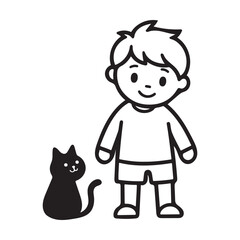 Obraz premium A cute Boy with cat 