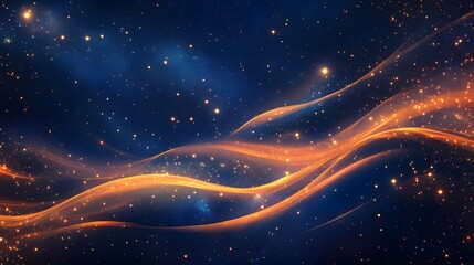 Fototapeta premium Cosmic flow of light waves outer space abstract art starry night celestial view universal beauty