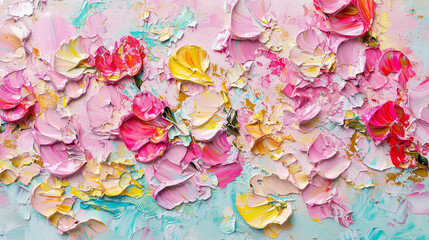 Abstract surface of large brush strokes with a palette knife. 