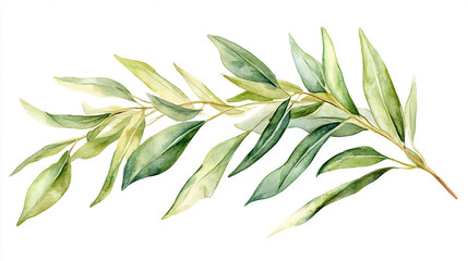 Fototapeta premium A detailed watercolor painting featuring vibrant green leaves against a clean white background. ฺBeautiful watercolor green leaf frame over white background - hand draw watercolor nature frame concept