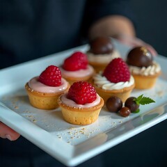 testy sweet cake with strawberries and cream on the table 