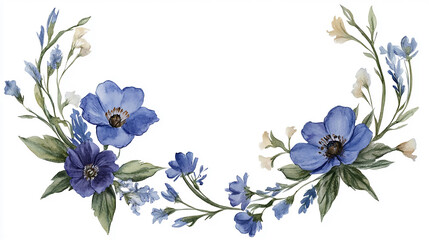Obraz premium A delicate arrangement of pastel flowers and leaves, perfect for invitations, decor, or floral backgrounds. beautiful watercolor frame of colorful flowers 
