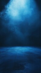 Fototapeta premium Dark street, asphalt abstract dark blue background, empty dark scene, neon light, spotlights the concrete floor and studio room with smoke float up the interior texture for display products. 