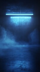 Dark street, asphalt abstract dark blue background, empty dark scene, neon light, spotlights the concrete floor and studio room with smoke float up the interior texture for display products. 