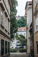 Fototapeta premium Ljubljana, Slovenia - 14 August 2024: Wonderful and charming city center of Ljubljana, the capital of Slovenia