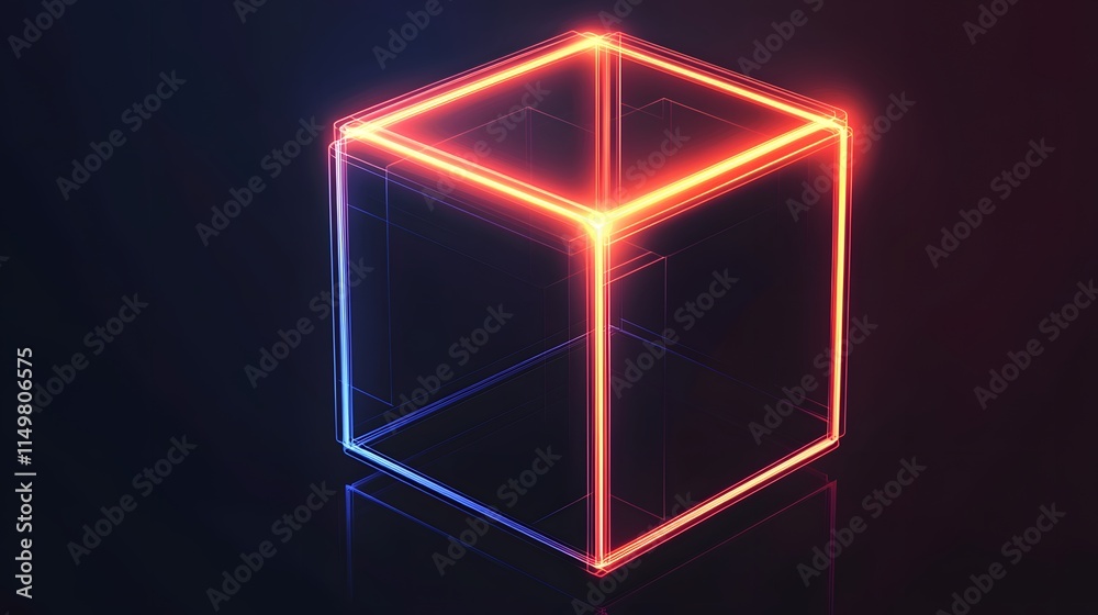 Poster dynamic neon cube animation digital studio 3d graphics futuristic environment close-up view visual i