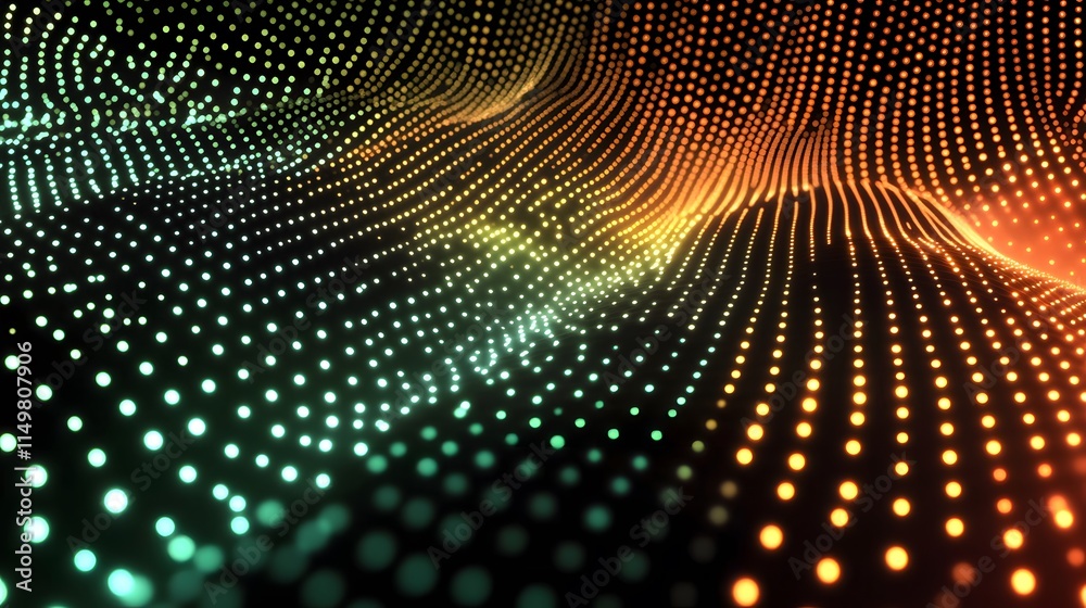Poster dynamic light waves digital realm abstract visual content high-tech environment aesthetic view moder