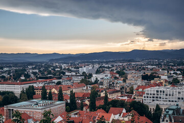 Fototapeta premium View of Ljubljana city centre from the castle hill