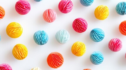 Colorful Paper Balls on a White Background