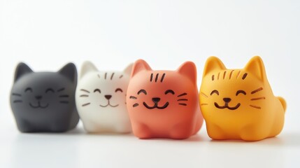 Cute Cat Figurines in Vibrant Colors