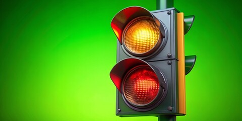 4K Green Screen Traffic Light Animation - Close-Up Vibrant Red Yellow Green Lights