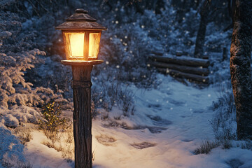 lantern in the snow