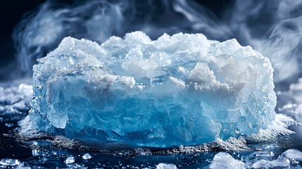 Obraz premium Crystalline ice block with smoke.