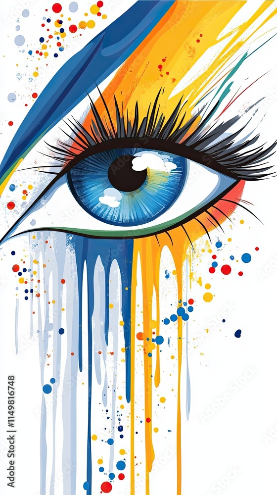 Poster cosmic eye with vivid graffiti drips and surreal swirls inviting imagination and wonder