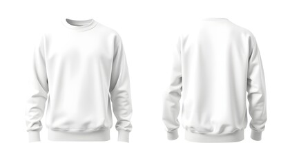 White sweatshirt template. Pullover blank with long sleeve, mockup for design and print