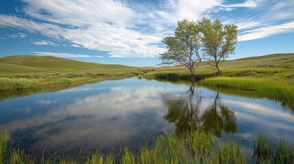 Fototapeta premium landscape with lake