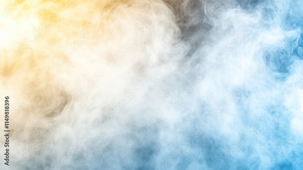 Poster mystical mist envelops the landscape in a harmonious dance of colors at dawn
