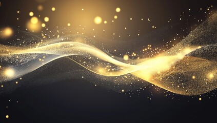 Obraz premium Gold Glitter and Confetti Celebration Vector Illustration for Christmas Festivity, Festive Background with Sparkling Elements