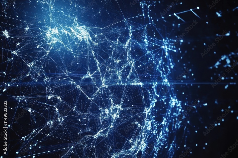 Poster abstract digital network visual representing interconnected data points and lines