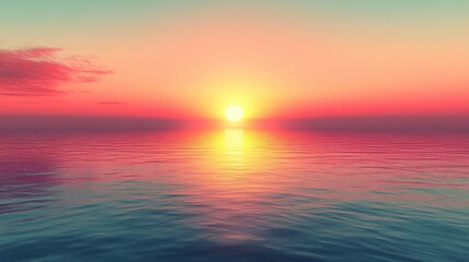 Obraz premium Vibrant sunset over calm ocean water.