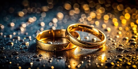 Two Wedding Rings on Wet Surface - Romantic Conceptual Photography