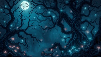 iridescent bioluminescent plants and fungi