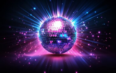 Colorful disco ball reflecting lights in a dark setting during a party atmosphere