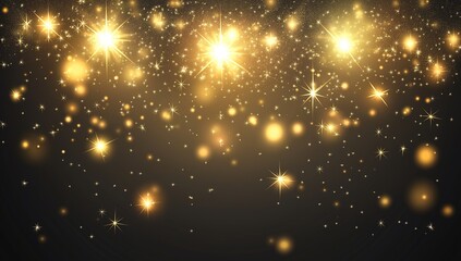 Obraz premium Gold Glitter and Confetti Celebration Vector Illustration for Christmas Festivity, Festive Background with Sparkling Elements