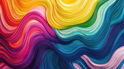 Obraz premium Abstract Colorful Swirling Waves Rainbow Hues Dynamic Vibrant Fluid Art Design Texture Background