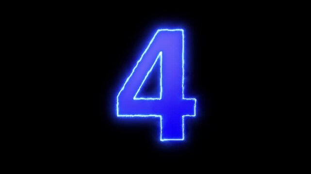 4 - Electric hot burning number on a black background