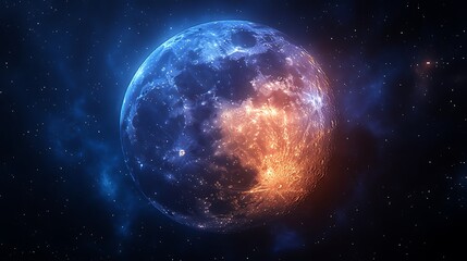 Obraz premium Serene starry night with full moon casting light over lunar ground picture