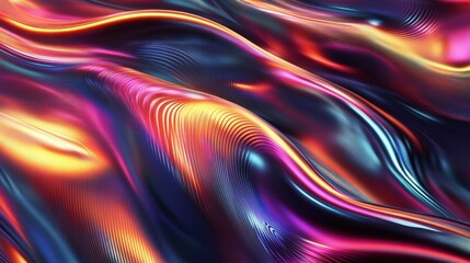 Fototapeta premium Abstract Colorful Liquid Metal Waves: Vibrant Swirls of Iridescent Hues