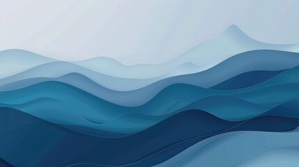 Abstract waves in varying shades of blue create a serene and calming visual effect.