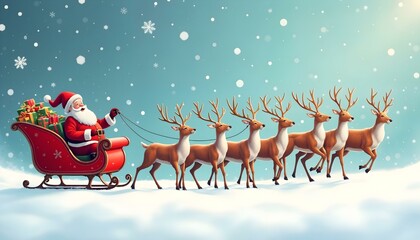 Fototapeta premium santa claus and reindeer
