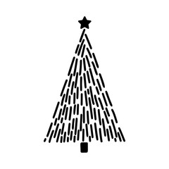 A minimalist black vector silhouette of a Christmas tree, embodying the simplicity of the holiday season