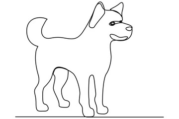 Continuous one line art drawing of dog vector illustration design