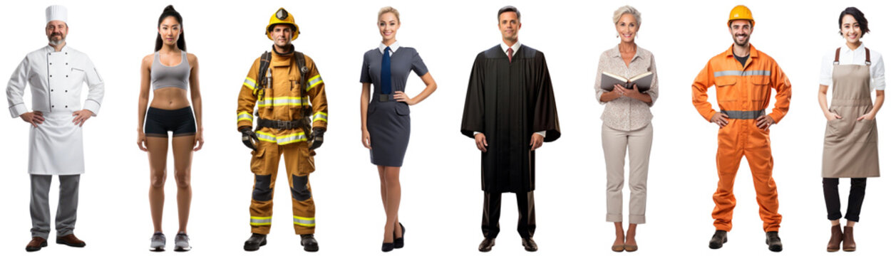 Profession people full body png cut out element set, transparent background