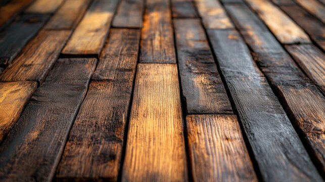 Dark, rustic, wooden planks, textured surface.