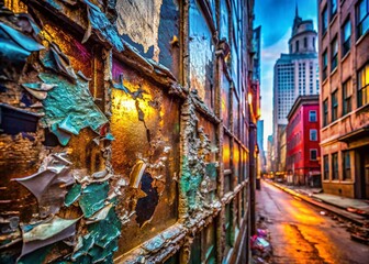 Fototapeta premium Urban Exploration: Grunge Silver Foil Texture Background - Abstract Industrial Photography