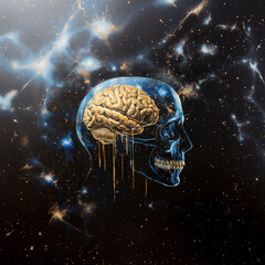 Fototapeta premium Golden Streams of Thought: Connecting the Mind