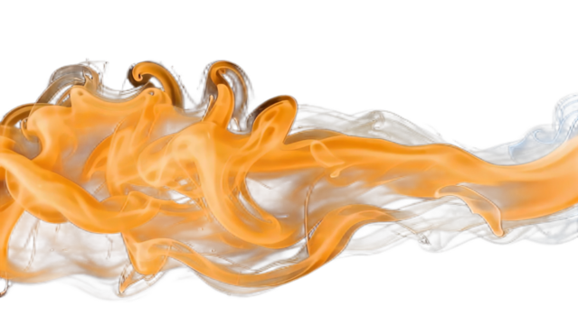 Orange smoke border isolated on transparent background