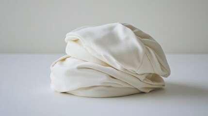 Soft White Fabric Pile on Minimalist Surface