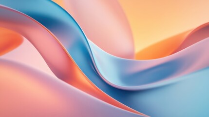 Naklejka premium Abstract Pastel Waves: Serene Digital Art of Flowing Hues and Gentle Curves
