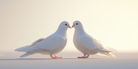 Fototapeta premium A couple of white dove love symbol